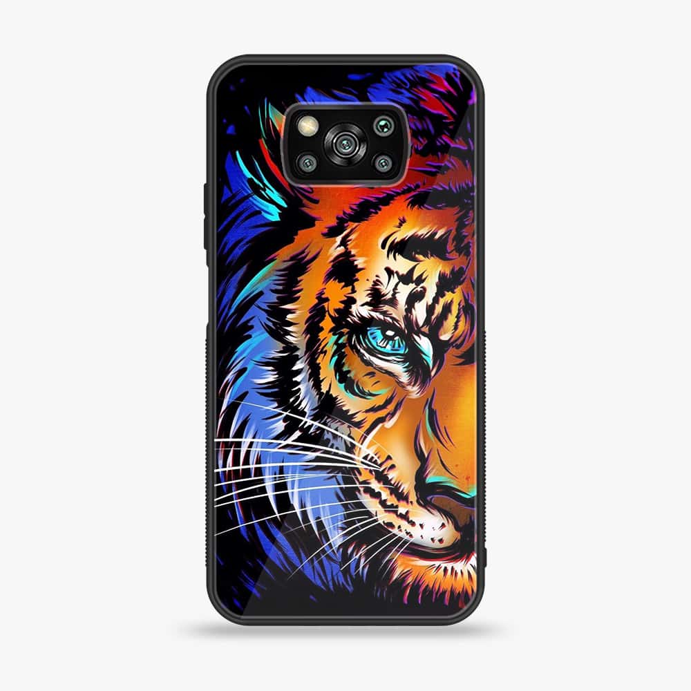 Xiaomi Poco X3 - Tiger Art - Premium Printed Glass soft Bumper Shock Proof Case
