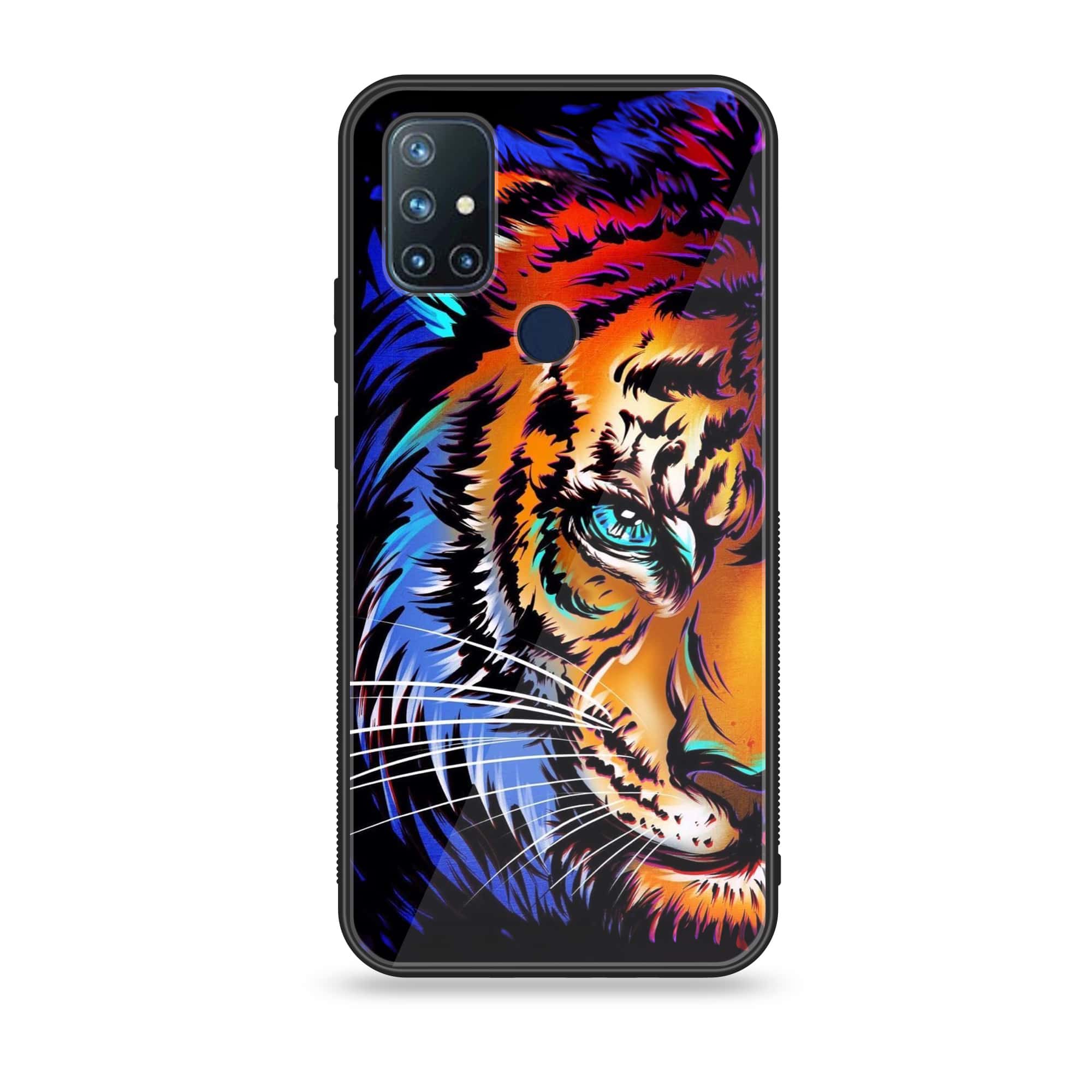 OnePlus Nord N10 - Tiger Art - Premium Printed Glass soft Bumper Shock Proof Case