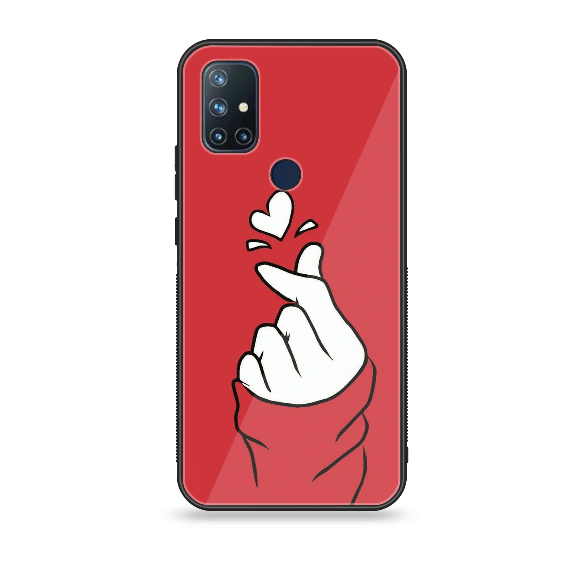 OnePlus Nord N10 - Finger Heart BTS - Premium Printed Glass soft Bumper Shock Proof Case