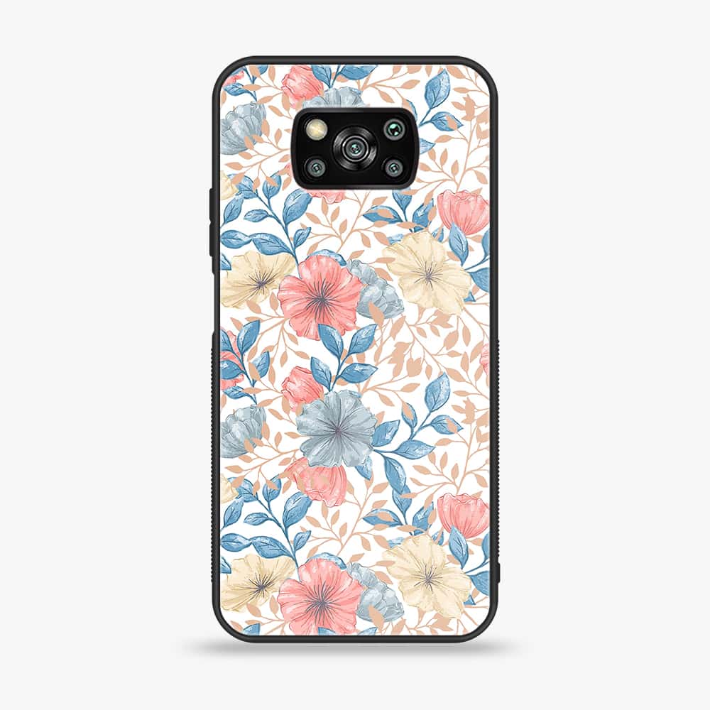 Xiaomi Poco X3 - Seamless Flower - Premium Printed Glass soft Bumper Shock Proof Case
