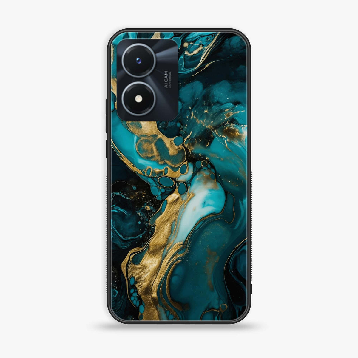 Vivo Y02s - Liquid Marble Series - Premium Printed Glass soft Bumper shock Proof Case