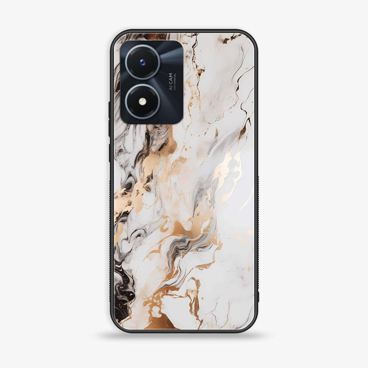 Vivo Y02s - Liquid Marble Series - Premium Printed Glass soft Bumper shock Proof Case
