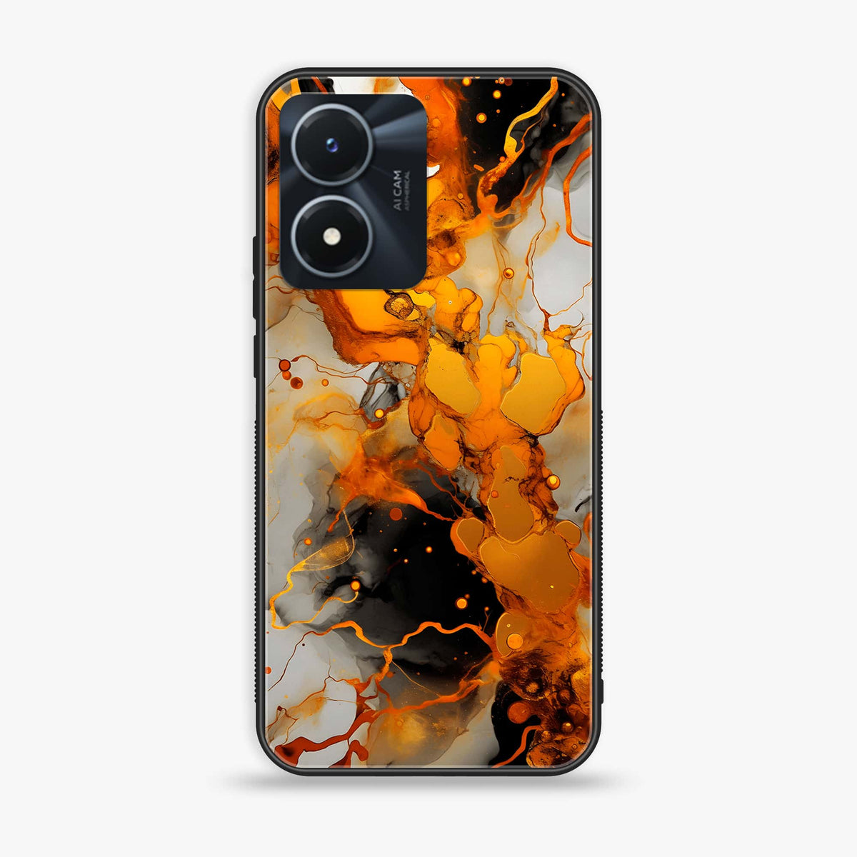 Vivo Y02s - Liquid Marble Series - Premium Printed Glass soft Bumper shock Proof Case