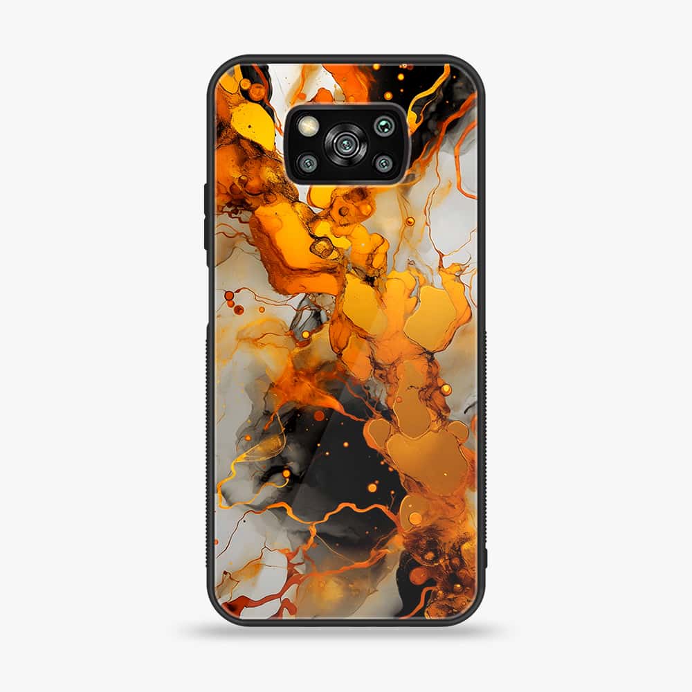 Xiaomi Poco X3 - Liquid Marble Series - Premium Printed Glass soft Bumper shock Proof Case