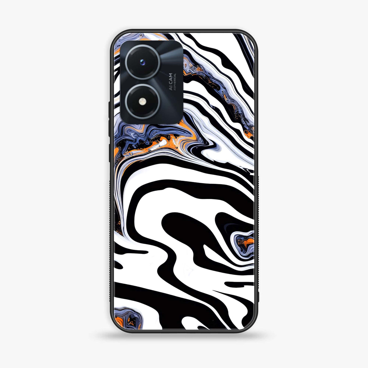 Vivo Y02s - Liquid Marble Series - Premium Printed Glass soft Bumper shock Proof Case