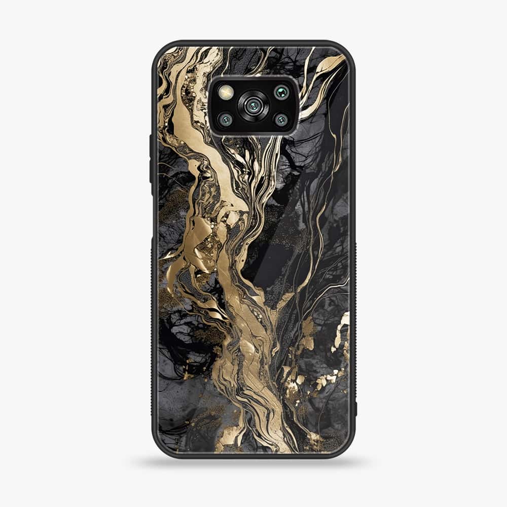 Xiaomi Poco X3 - Liquid Marble Series - Premium Printed Glass soft Bumper shock Proof Case