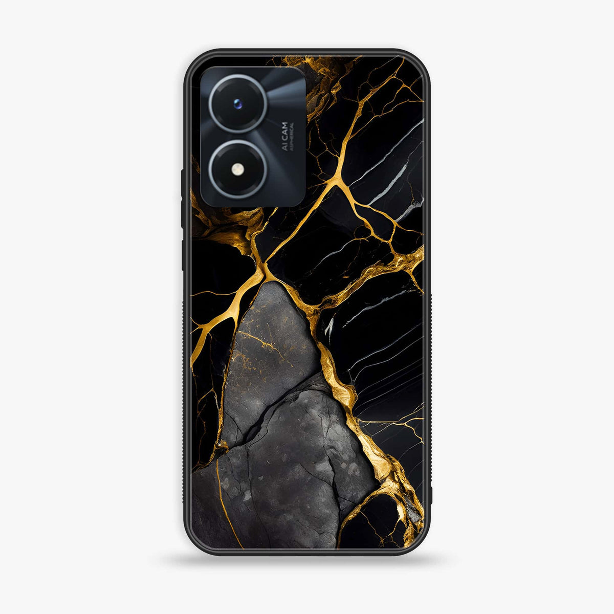 Vivo Y02s - Liquid Marble Series - Premium Printed Glass soft Bumper shock Proof Case