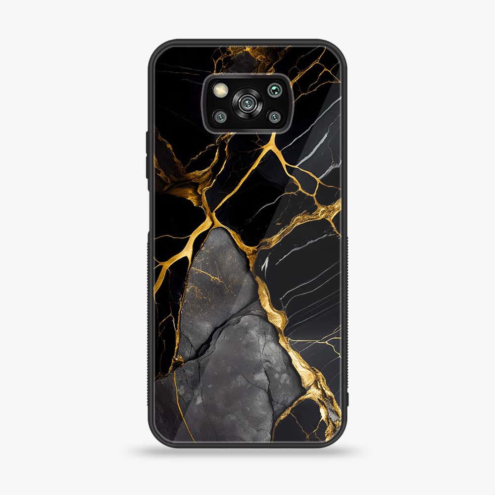 Xiaomi Poco X3 - Liquid Marble Series - Premium Printed Glass soft Bumper shock Proof Case