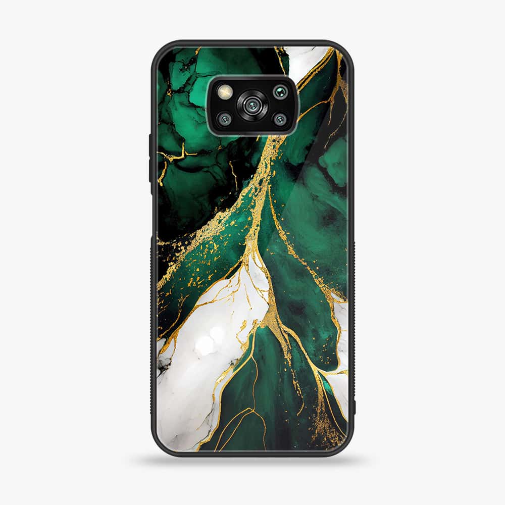 Xiaomi Poco X3 - Liquid Marble Series - Premium Printed Glass soft Bumper shock Proof Case