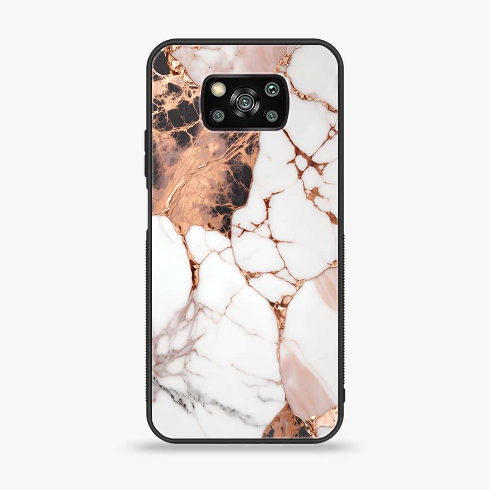 Xiaomi Poco X3 - Liquid Marble Series - Premium Printed Glass soft Bumper shock Proof Case