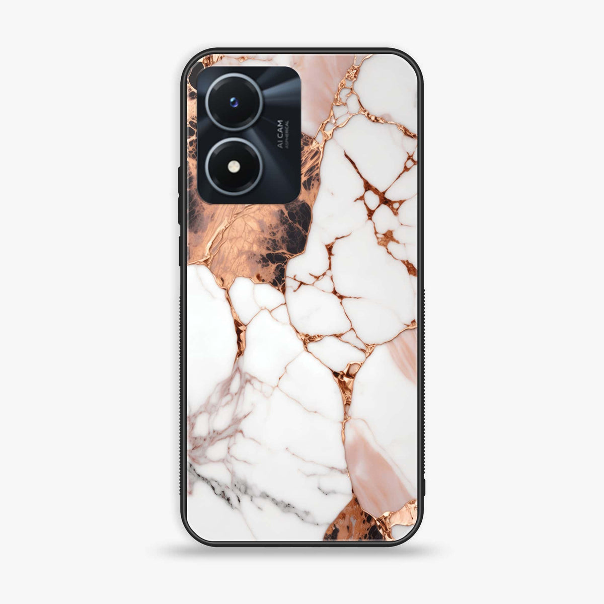 Vivo Y02s - Liquid Marble Series - Premium Printed Glass soft Bumper shock Proof Case